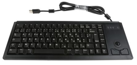CHERRY Trackball-Tastatur AZERTY Kabelgebunden Schwarz USB Kompakt, 370 X 139 X 19.6mm