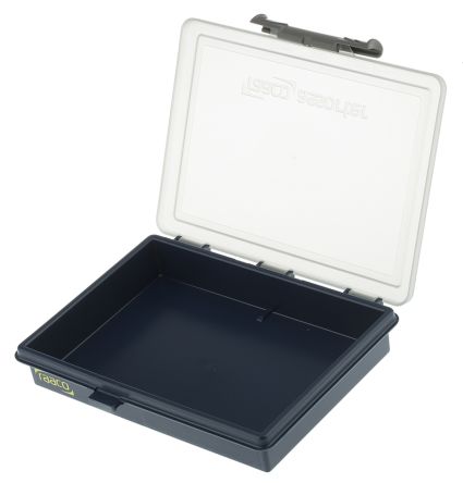Raaco 零件收纳盒, 175mm x 32mm x 143mm, 可调储物格带透明盖板, 聚丙烯 (PP), 蓝色