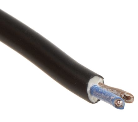 RS PRO Cable De Alimentación 2182Y H03VV-F De 2 Núcleos, 0.5 Mm², Ø Ext. 5.06mm, Long. 100m, 300 V, 500 V / 3 A, Funda