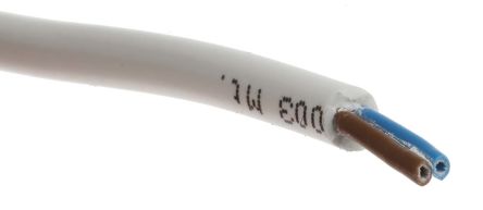 RS PRO Netzkabel, 2-adrig Typ 2182Y Weiß X 0,5 Mm² /Ø 5.06mm 3 A, 100m, 300 V, 500 V, PVC