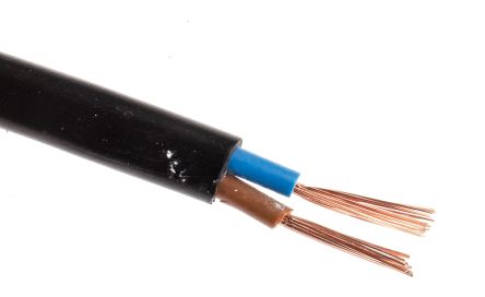 RS PRO 2 Core Power Cable, 0.75 Mm², 100m, Black PVC Sheath, 2192Y, 6 A, 300 V