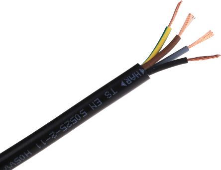RS PRO Cable De Alimentación 3184Y H05VV-F De 4 Núcleos, 0.75 Mm², Ø Ext. 7.04mm, Long. 100m, 300 V, 500 V / 6 A, Funda
