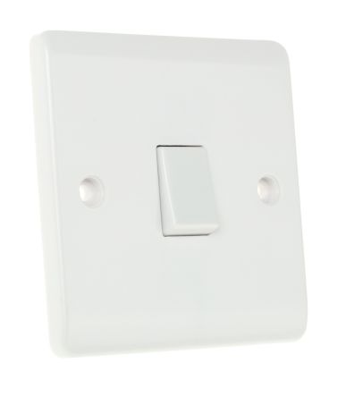 RS PRO Lichtschalter, Wand-Montage Wippschalter IP 20, 1-polig, 1-teilig, 2 Wege 10A, 250V Weiß