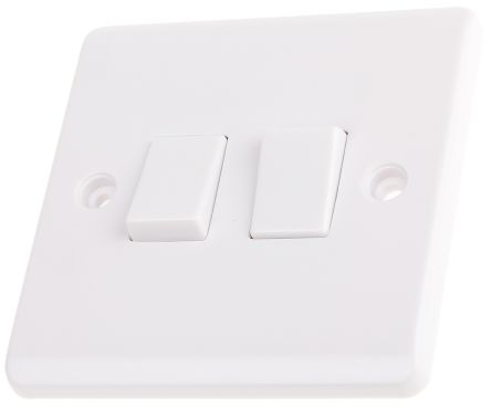 RS PRO Lichtschalter, Wand-Montage IP 20, 2-polig, 2-teilig, 2 Wege 10A, 250V Weiß