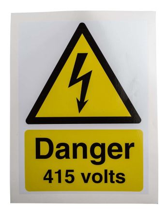 RS PRO Sicherheitszeichen, Englisch, Schwarz/Weiß/Gelb, Gefahr: Elektrizität, H 200 Mm B 150mm