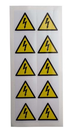 RS PRO 250 Sicherheitszeichen, Schwarz/Weiß/Gelb, Gefahr: Elektrizität, H 50 Mm B 50mm