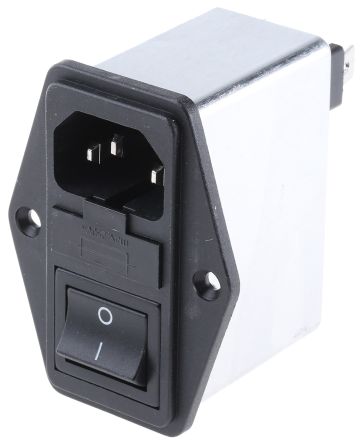 Schaffner C14 IEC-Anschlussfilter Stecker Mit 2-Pol Schalter 5 X 20mm Sicherung, 250 V Ac / 2.4A, Tafelmontage /