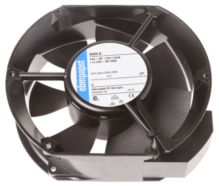 Ebm-papst 6400 Series Axial Fan, 24 V Dc, DC Operation, 410m³/h, 17W, IP68, 172 X 150 X 51mm