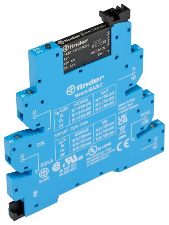 Finder Series 39 Series Solid State Interface Relay, 13.2 V dc Control, 6 A Load, DIN Rail Mount
