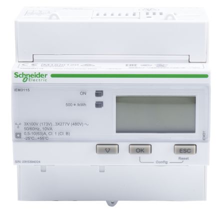 Schneider Electric IEM3100 Energiemessgerät LCD, 10-stellig / 1, 3-phasig