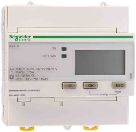 Schneider Electric IEM3100 Energiemessgerät LCD, 10-stellig / 1, 3-phasig