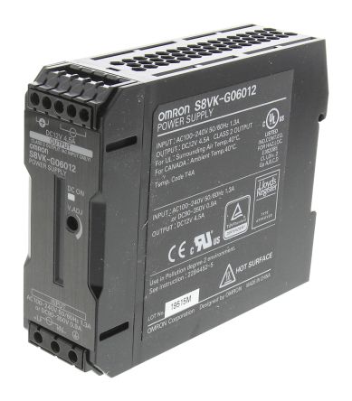 Omron S8VK-G Switch-Mode DIN-Schienen Netzteil 60W, 85 → 264V Ac, 12V Dc / 4.5A