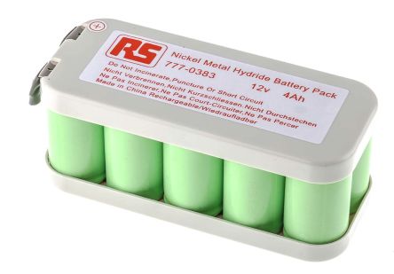 RS PRO Pacco Batterie Ricaricabile, Formato C, 10 Celle, 12V, 4Ah, NiMH
