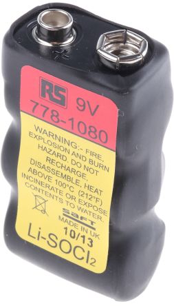 RS PRO PP3 Lithium Thionylchlorid 9V Batterie, 1.2Ah