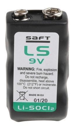 Saft Pile 9V Lithium Thionyle Chloride, 1.2Ah PP3