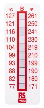 RS PRO Non-Reversible Temperature Sensitive Label, 77°C To 127°C, 10 Levels
