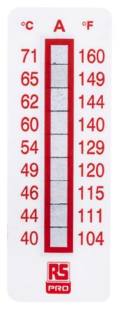 RS PRO Non-Reversible Temperature Sensitive Label, 40°C To 71°C, 9 Levels