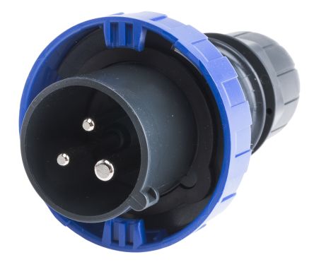 Scame Conector De Potencia Industrial Macho, Formato 2P + E, Orientación Recto, Azul, 230 V, 16A, IP66