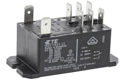TE Connectivity Panel Mount Power Relay, 12V Dc Coil, 30A Switching Current, DPDT