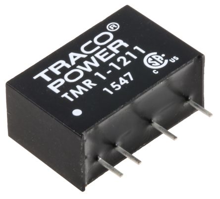 TRACOPOWER TMR 1 DC-DC Converter, 5V Dc/ 200mA Output, 9 → 18 V Dc Input, 1W, Through Hole, +85°C Max Temp -40°C