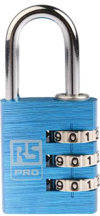RS PRO Aluminium Zahlenschloss, Kombinationsschloss Blau, Bügel-Ø 5mm X 26mm