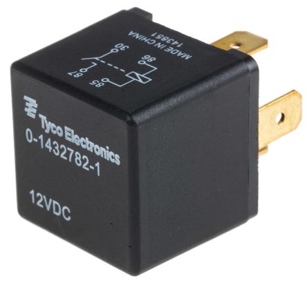 TE Connectivity Plug In Automotive Relay, 12V Dc Coil Voltage, 30A Switching Current, SPST
