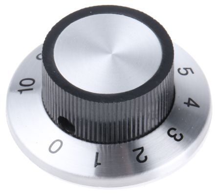 TE Connectivity 36.1mm Black Potentiometer Dial For 6.35mm Shaft, PKS90B101/4