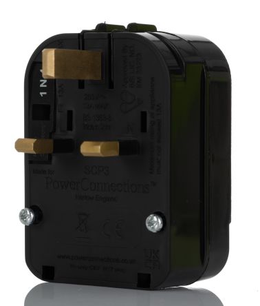 UK 13A Plug SCP3 SCHUKO adaptor converter Mains Earthed ROUND European EU plug 