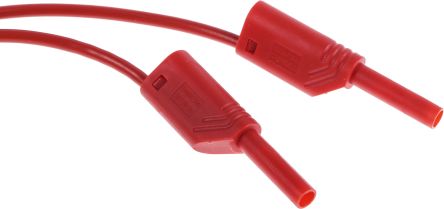 Hirschmann Test & Measurement Cable De Prueba Con Conector De 2 Mm Hirschmann De Color Rojo, Macho-Macho, 1000V Ac/dc, 10A, 2m