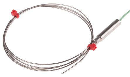 RS PRO k型热电偶, 1mm直径 x 1m长探头, 最高感应+1100°C, 电缆接端, 1m线长, 不锈钢探头