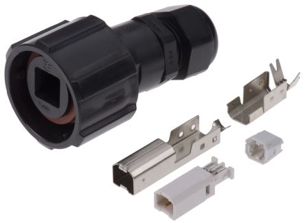 TE Connectivity USB-Steckverbinder 2.0 B Stecker, Kabelmontage
