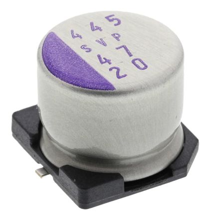 Panasonic Condensador De Polímero SVP, 47μF ±20%, 20V Dc, Montaje En Superficie, Paso 3.2mm, Dim. 8 (Dia) X 6.9mm