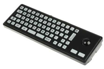 Storm Trackball-Tastatur QWERTY (GB) Kabelgebunden Schwarz PS/2, USB Kompakt, 360 X 118.5 X 17.5mm