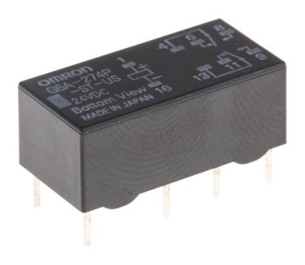 Omron PCB Mount Signal Relay, 24V Dc Coil, 2A Switching Current, DPDT