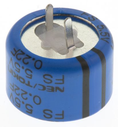 KEMET 0.22F Supercapacitor -20 → +80% Tolerance, Supercap FY 5.5V Dc, Through Hole