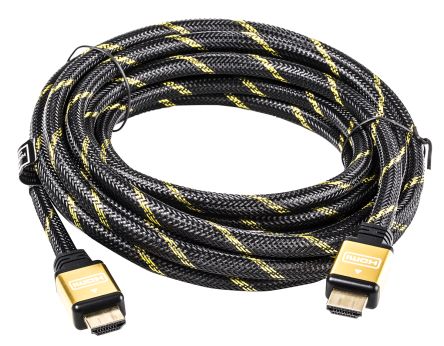 Roline HDMI-Kabel A HDMI Ethernet Stecker B HDMI Ethernet Stecker, 5m, Schwarz/Gold