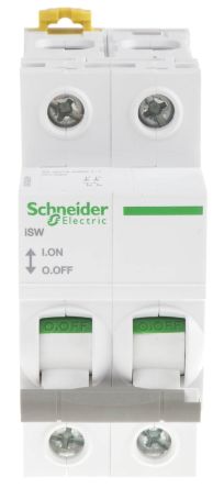 Schneider Electric Interruttore Di Isolamento A9S65263 Serie ISW, 2P, 2 NO, 63A, 415V