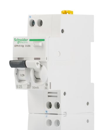 Schneider Electric RCBO Acti 9 IDPN FI/LS-Schalter 25A, 1P+N-polig Typ B, Empfindlichkeit 30mA, DIN-Schienen-Montage