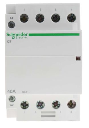 Schneider Electric ICT Series Contactor, 230 V Ac Coil, 4-Pole, 40 A, 4NO, 400 V Ac