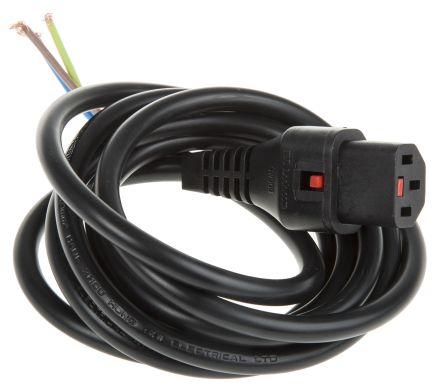 Schaffner IEC C13 Plug To Unterminated Power Cord, 2m