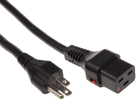 Schaffner IEC C19 Socket To Type B US Plug Plug Power Cord, 2m