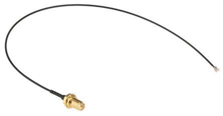 RS PRO Cable Coaxial RF, 50 Ω, Con. A: RP-SMA, Hembra, Con. B: U.FL, Hembra, Long. 300mm Negro
