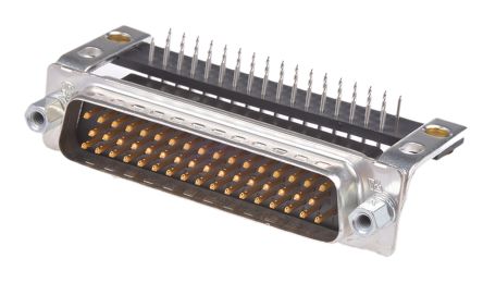TE Connectivity Amplimite HD-20 Sub-D Steckverbinder Stecker Abgewinkelt, 50-polig / Raster 2.768mm, Durchsteckmontage