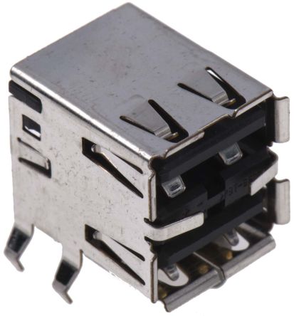 TE Connectivity USB-Steckverbinder 2.0 A, 2-Port Buchse / 1.0A, THT