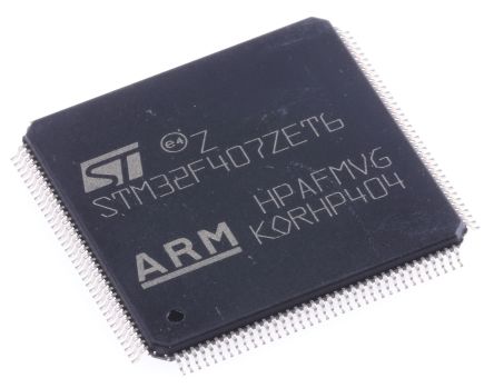 STMicroelectronics Microcontrolador STM32F407ZET6, Núcleo ARM Cortex M4 De 32bit, RAM 192 + 4 KB, 168MHZ, LQFP De 144