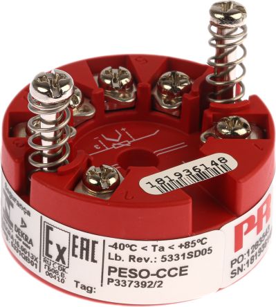 PR Electronics 温度变送器, 5300系列, 线性电阻、 RTD 、热电偶、电压输入, 44 mm直径