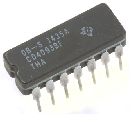 Texas Instruments Logikgatter, 4-Elem., NAND, 4000, CMOS, 4.2mA, 14-Pin, CDIP, 2 Schmitt-Trigger-Eingang