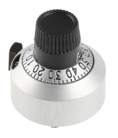 Vishay Potentiometer Drehknopf Chrom, Zeiger Schwarz Ø 22.2mm X 22.2mm, Rund Schaft 6.35mm