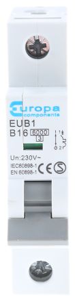 Europa EUB MCB Leitungsschutzschalter Typ B, 1-polig 16A 230 V Ac, 240 V Ac EUB1