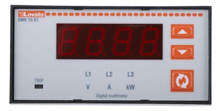 Lovato 数字面板仪表, 测量电流、功率、电压, 45mm高切面, LED